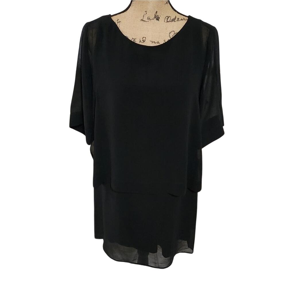 Chico's black cold shoulder layered tunic size 1‎ medium